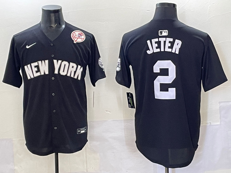 Men 2025 New York Yankees 2 Jeter black Nike MLB Jersey style 7250010